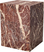 HomeRoots 20" Red Marble Square Block End Table