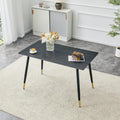 50 inch Sintered Stone Dining Table for 4, Modern Minimalist Kitchen Table with 0.43" Matte Black Sintered Stone Top & Tapered Metal Legs, Small Space Rectangular Table for Home, Kitchen, Apartment