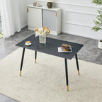 50 inch Sintered Stone Dining Table for 4, Modern Minimalist Kitchen Table with 0.43" Matte Black Sintered Stone Top & Tapered Metal Legs, Small Space Rectangular Table for Home, Kitchen, Apartment