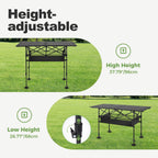 LET'S CAMP Folding Camping Table, Aluminum Roll-up Picnic Backpacking Table | Adjustable Height Camping Table Portable Picnic Dining Table Folding Card Table w/Handle Lightweight for Indoor Outdoor