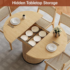 Extendable Dining Room Table Round Dining Table for 4 6 8, 43"-59" Modern Wood Kitchen Table with Removable Leaves Extendable Dinner Tables|Living Room|Small Space