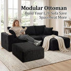 Ottoman, Modern Corduroy Cloud Foot Rest Foam Support, Oversized Modular Sectional Sofa Stool for Living Room, Bedroom & Small Spaces, No Assembly Required (Black, Ottoman)
