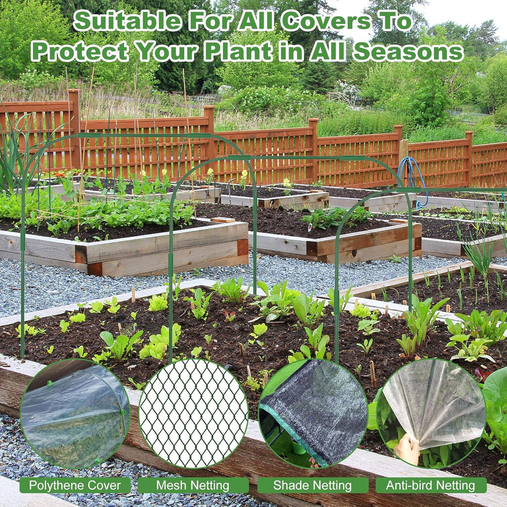 8 Sets 41.3"x31.5" Garden Hoops for Raised Beds, Greenhouse Hoops Grow Tunnel Durable Removable Row Cover Hoops for Garden Netting DIY Kits with 24 Clips