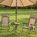 Yaheetech Patio Rocking Chair Folding Camping Chair with Pocket, Beige | Folding rocking recliner with smooth zero-gravity recline, ergonomic design with pillow. Great for patio, lawn & camping.