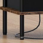 End Table with Charging Station & Outlet, Small Narrow Side Table for Bedroom, 25" H Bedside Table with USB Ports, 3-Tier Slim Nightstand, Rustic Brown