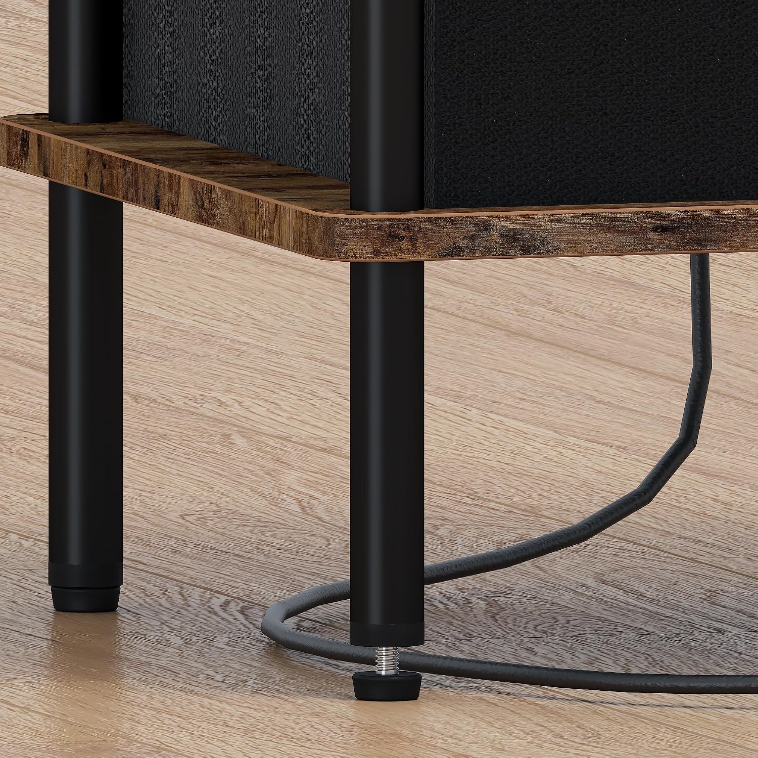 End Table with Charging Station & Outlet, Small Narrow Side Table for Bedroom, 25" H Bedside Table with USB Ports, 3-Tier Slim Nightstand, Rustic Brown