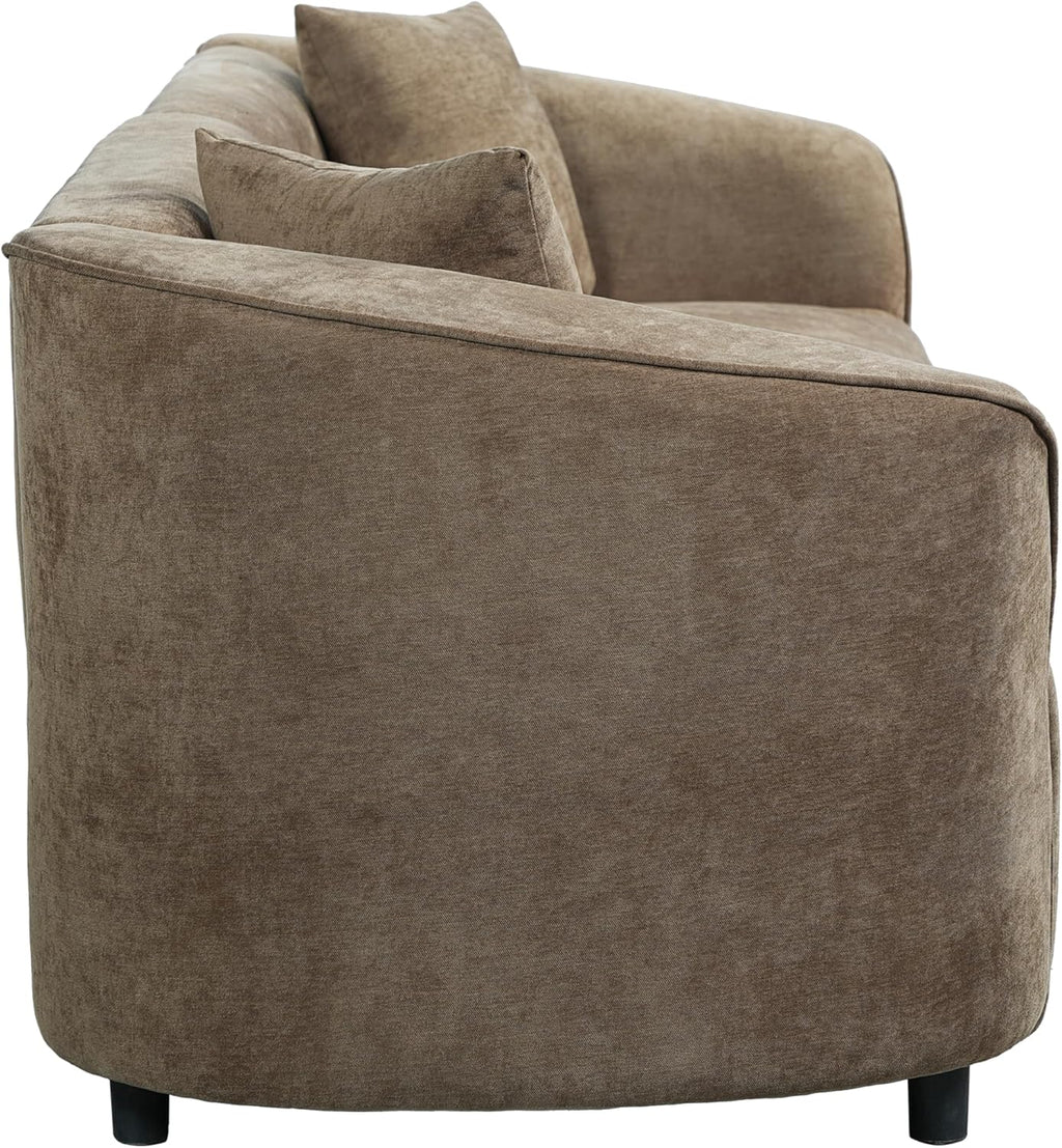 87" Curved Contemporary Sofa in Brown: Plush Seating, Streamlined Design, and Durable Frame – Ideal for Stylish Living Spaces (Brown#40)