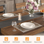 knoworld Rectangular Industrial Dining Room Table for 8 People, 71" Long Wood Kitchen Table with Strong Metal Frame, Large Dinner Room Table for Big Family, Restaurant, Party, Reddish Brown