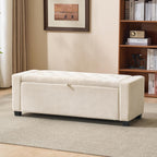 Royal Windsor Ottoman with Storage,Tufted Storage Bench for Bedroom | End of Bed Storage Bench,Holds up to 350 lb,Upholstered Bench with Seating for Living Room,Entryway,Linen Beige