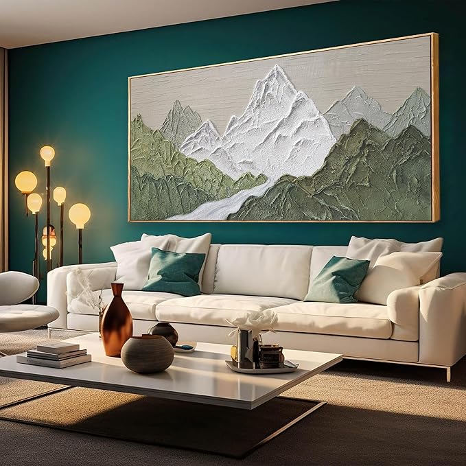 Large Abstract Wall Art For Living Room Canvas Art Wall Decor Bedroom Office Decor Abstract Mountain Forest Landscapes Green Wall Art Painting Abstract Art Prints 29×58 In With Framed