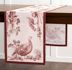 Maison d' Hermine Table Runner 100% Cotton Single Layer Table Runners 90 inches Long for Thanksgiving Christmas Decorations Home Kitchen Dining Party Wedding (Holy Jouy - Brown, 14.5" x 90")