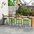 PIZZELLO Patio Swivel Bar Stools Set of 4, Outdoor Bar Height Chairs, Swivel Patio Bar Chair with Cushions, Counter Height Wicker Barstools for Outside Backyard Balcony