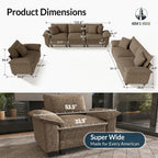 HERA'S HOUSE 3 Pieces Modular Sectional Couch Set with Armchair Loveseat | Modern 6-Seater Cloud Sofa Set , Grayish Brown, Wider Armrest, Deep Seat, Soft Chenille Furniture Set for Living Room