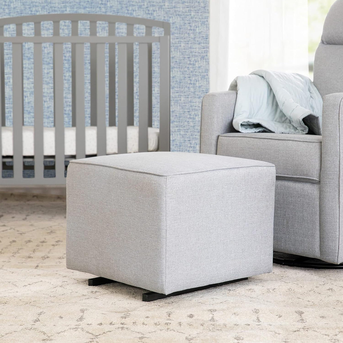 DaVinci Universal Gliding Ottoman in Misty Grey, Greenguard Gold & CertiPUR-US Certified