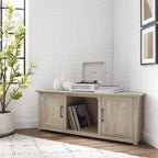 Crosley Furniture Camden Corner TV Stand for 65+ inch TVs, Entertainment Center with Storage Shelves, Frosted Oak