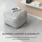 Anji Mountain 16" H x 22" W Handmade Pouf Ottoman for Living Room & Couch | Soft & Fluffy Ottoman Pouf, Lightweight, Decorative Floor Pouf Seating for Bedroom & Home Décor Accent, Joya Gray