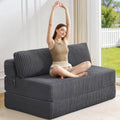 Convertible 4-in-1 Folding Sofa Bed Sleeper Chair Couch Foldable Chaise Lounger & Mattress Pocket Coils+Foam Fill Medium Support, No Assembly for Living Room/Bedroom, Full