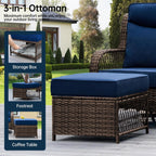 PIZZELLO Outdoor Swivel Rocker Chairs 5 Pieces Wicker Swivel Patio Chair w/Ottomans, Side Table, 5" Extra Thick Cushions and 25" Full Support Back, Patio Furniture Set for Outside Backyard
