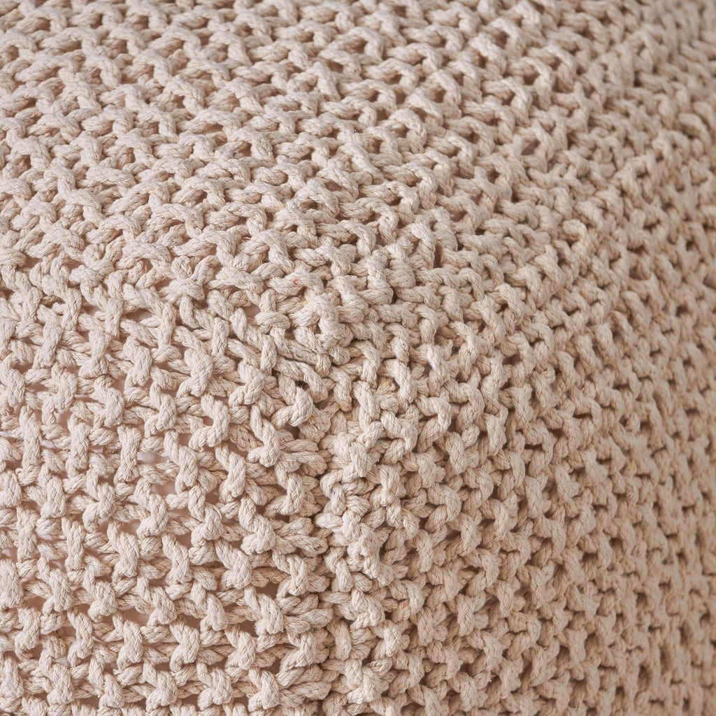 Christopher Knight Home Knox Knitted Cotton Pouf, Beige