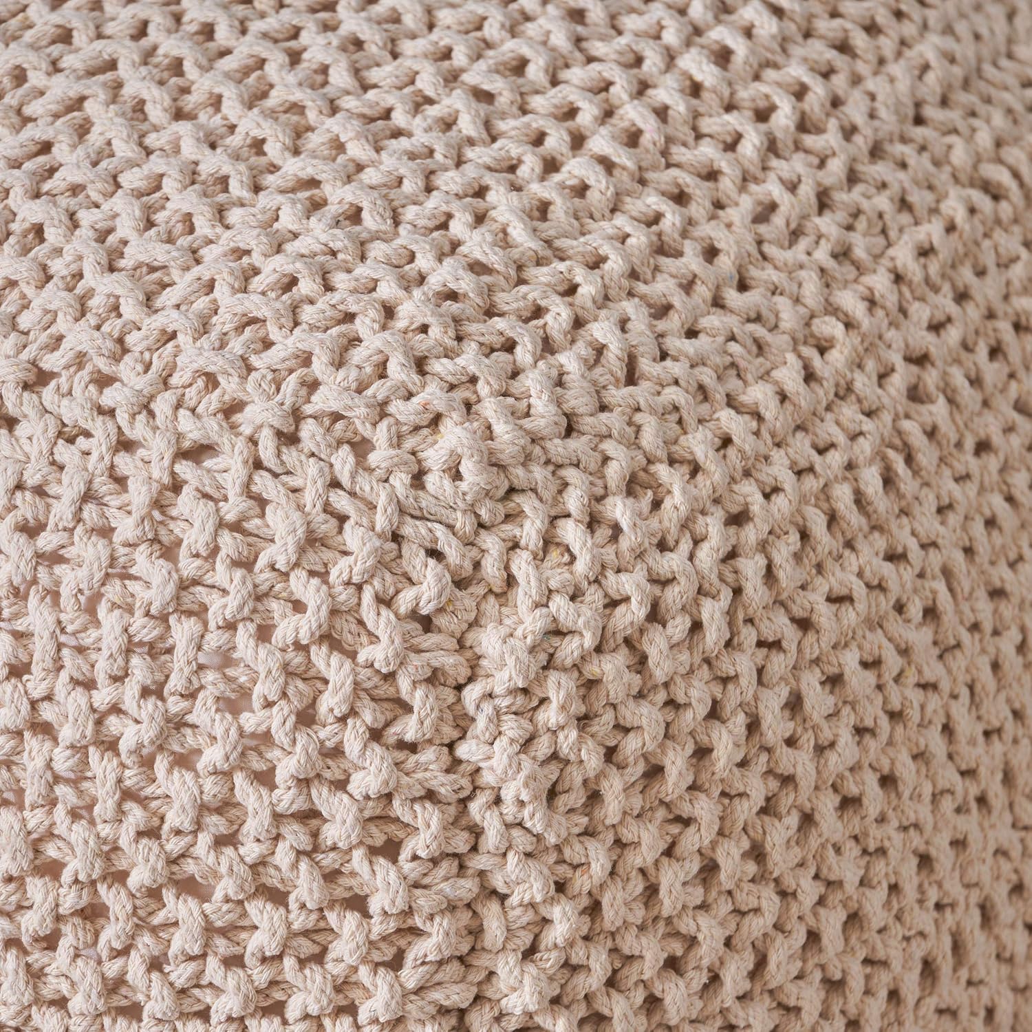 Christopher Knight Home Knox Knitted Cotton Pouf, Beige