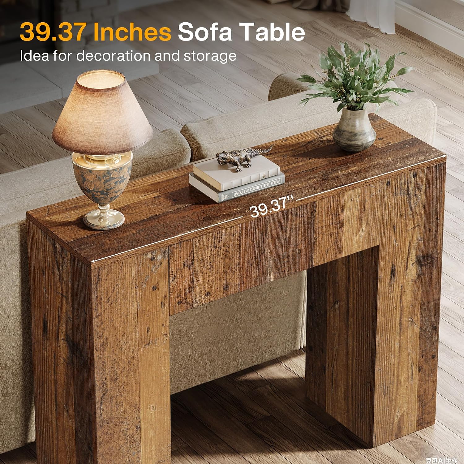 Tribesigns 39'' Farmhouse Console Table, Narrow Sofa Entryway Table with Drawer, Small Wooden Entrance Table for Living Room, Hallway, Foyer, Distressed Brown