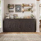 HOSTACK 71"W Farmhouse Kitchen Sideboard Buffet Cabinet with Storage, Brown