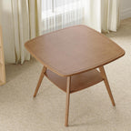 29.5" Square Dining Table for Small Spaces-Solid Wood Frame with Scratch-Resistant Veneer Top, Modern Compact Dinner Table with Storage Shelf for Kitchen, Apartment (Natural)