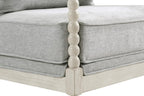 OSP Home Furnishings Kaylee Spindle Accent Chair with Antique White Wood Frame, Smoke Grey Fabric
