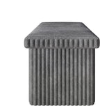HOME DESIGN Florence 30" Upholstered Folding Storage Bench, Tufted Top, Space-Saving Storage, Gray Corduroy Fabric
