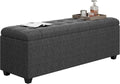 38-inch Dark Grey Fabric Storage Ottoman Bench with Hinged Lid - Long End of Bed Bench for Bedroom, Living Room & Entryway, Footrest Seat Trunk