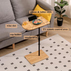 TV Tray Table C-Shaped Sofa Side Table with Slots, Adjustable Height & 360-degree Rotatabl, for Living Room Bedroom