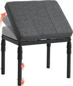 TIOPGHAD Adjustable Ottoman Pouf Footrest, 60 Degree Tilt, Carbon Gray | 4-Height, 28 Positions, Iron frame, Foam Cushion, 15.74 x 11.81 x 13.34 in, Under Desk, Living room, Home Office