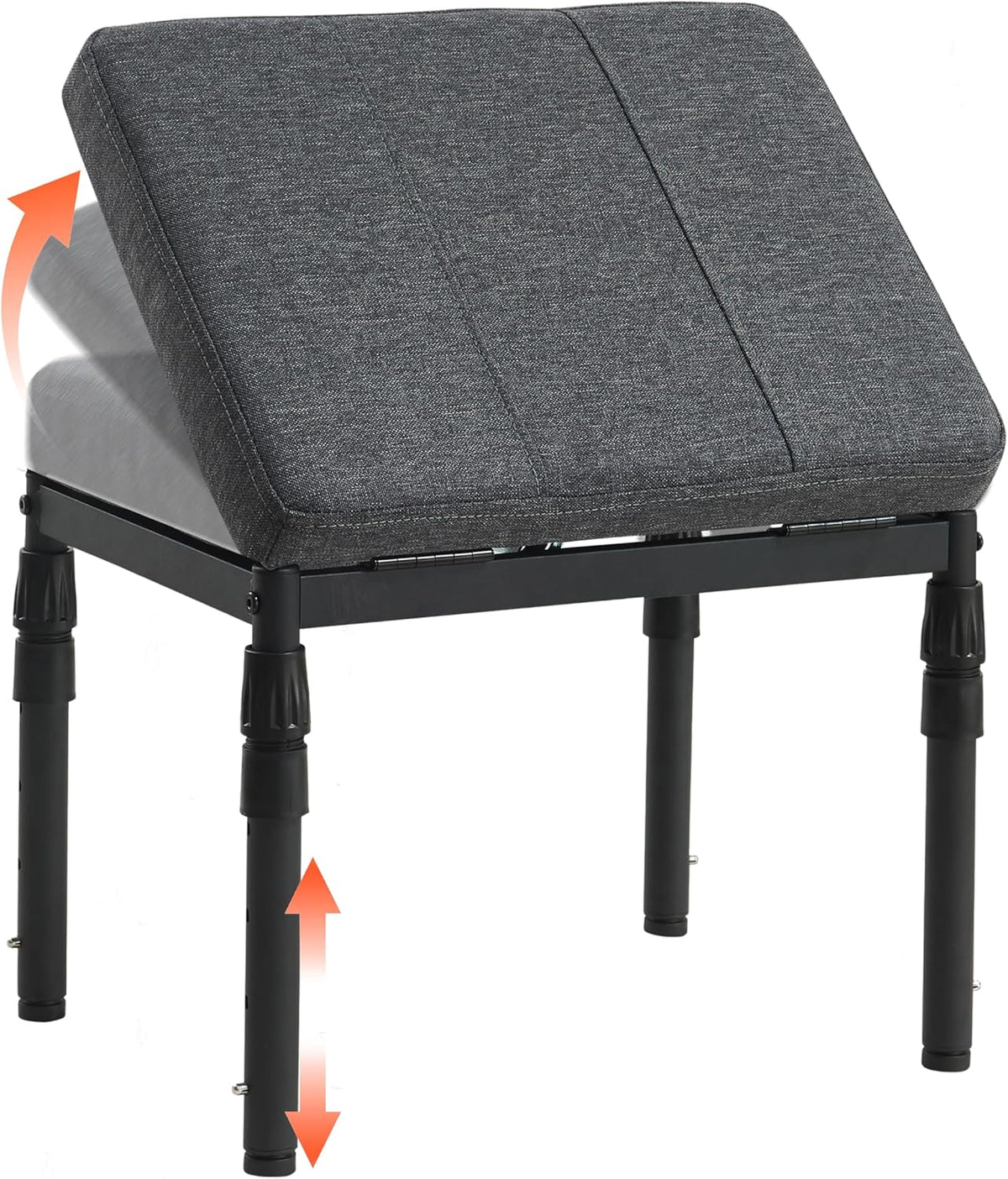 TIOPGHAD Adjustable Ottoman Pouf Footrest, 60 Degree Tilt, Carbon Gray | 4-Height, 28 Positions, Iron frame, Foam Cushion, 15.74 x 11.81 x 13.34 in, Under Desk, Living room, Home Office
