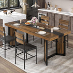 knoworld Rectangular Industrial Dining Room Table for 8 People, 71" Long Wood Kitchen Table with Strong Metal Frame, Large Dinner Room Table for Big Family, Restaurant, Party, Reddish Brown