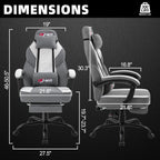 Shintenchi Big and Tall Gaming Chair Fabric Pocket Spring Cushion,High Back Recliner with Footrest and Headrest for Adults, Massage Lumbar Support for Home Office, Ergonomic Computer Desk Chair, Gray