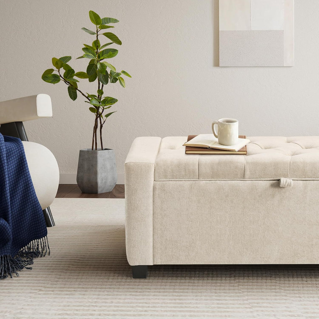 GRAINELL 42.13” Storage Ottoman Bench, Upholstered Tufted Bedroom Bench | End of Bed Storage Bench for Living Room & Entryway, 350 lb Capacity