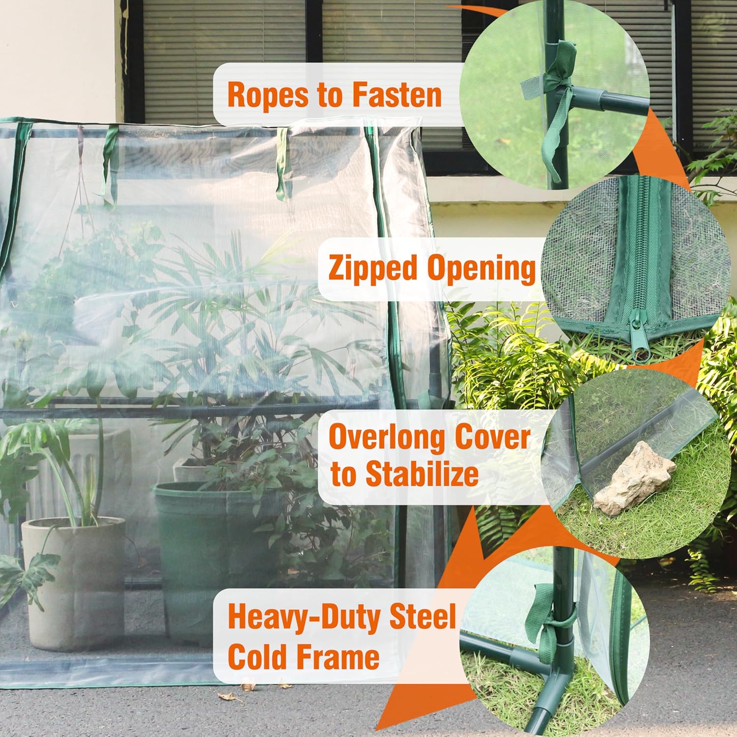Gardzen Mini Greenhouse with Mesh Cover, Portable Outdoor Greenhouse, Enhanced Ventilation, Ideal for Spring, Summer & Fall 36.2"(L) x36.2(W) x42.5(H)
