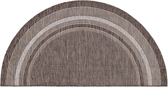 Unique Loom Outdoor Border Collection Area Rug - Soft Border (3' 1" x 6' 1" Hearth Brown/Ivory)