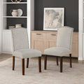 Lexicon Upholstered Dining Chairs Set of 2 - Soft Durable Fabric Armless Arched Back Kitchen Modern Dining Room Chairs for 2, Nailhead Trim Side, Brown Sturdy Wooden Frame, Easy Assembly, Taupe