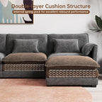 Modular Sectional Sofa, 111'' U Shaped Couch, Chenille Sofa with Movable Ottoman for Apartments, Living Room and Commercial Space, Dark Gray