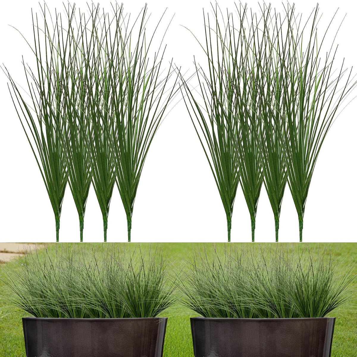 8PCS 17.3" Fake Plants Artificial Wheat Grass Greenery Plastic Plants Fake Grass Artificial Plants for Outdoor Decor Artificial Flower with Greenery Stems for Indoor Home Decoration