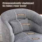 CANMOV Swivel Accent Chair, 360 Degree Round Swivel Barrel Chair with Pillow, Upholstered Comfy Barrel Armchair Single Club Sofa Chair for Living Room,Bedroom, Reading Room, Dark Grey
