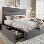Allewie Modern Full Size Platform Bed Frame with 4 Storage Drawers