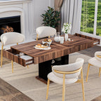 55" Dining Table for 4 to 6 People, Farmhouse Wood Dinner Table with Drawers & Open Storage for Kitchen, Dining Room & Living Room (Walnut & Black)