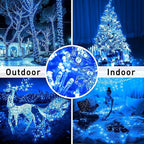 JMEXSUSS 163 FT 500 LED Blue Christmas Lights Outdoor, Waterproof Blue String Light Plug in, 8 Modes Clear Wire Christmas String Lights for Tree Yard Patio House Party Decorations