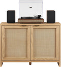 Crosley Furniture Kenji Record Player Cabinet with Vinyl Storage, Media Stand, Modern Home Organizer, Ash