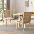 Maurers Upholstered Dining Chairs - Cane and Wood - Beige/Natural (Set of 2)