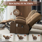 Oversized Recliner Chairs for Adults, 270° Swivel Rocker Recliner with Heat and Massage Lazy Boy Recliner,Recliner Chairs Single Sofa Seat with Cup Holders (Brown,Electric)