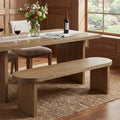 Merax 62.8" Solid Pine Dining Bench with Thick Block Legs – Rustic Modern Wood Seating for 3 Adults, Heavy Duty 350lbs Capacity, Natural Finish for Farmhouse Dining Room & Kitchen