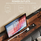 LIKIMIO Full Size Bed Frame with Storage Headboard and Charging Station